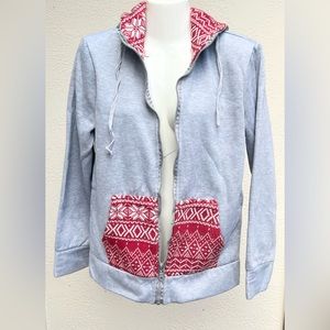 Women Jacket Zip-Up Sweatshirt Hoodie Gray Color Long Sleeve Fleece XL